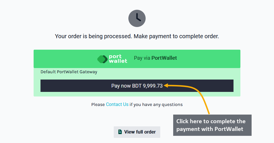 pay via PortWallet