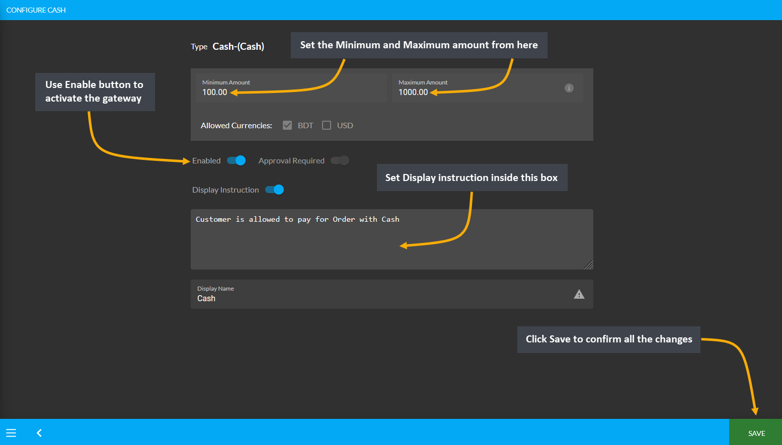 credit card cash cheque example