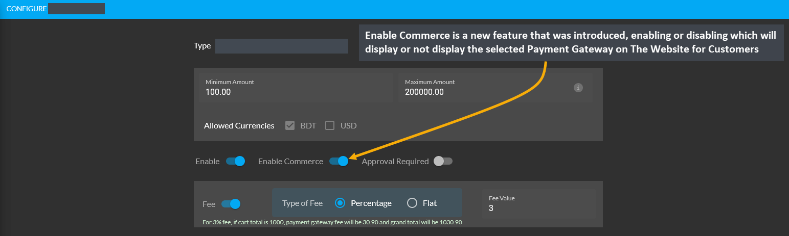 enable commerce feature