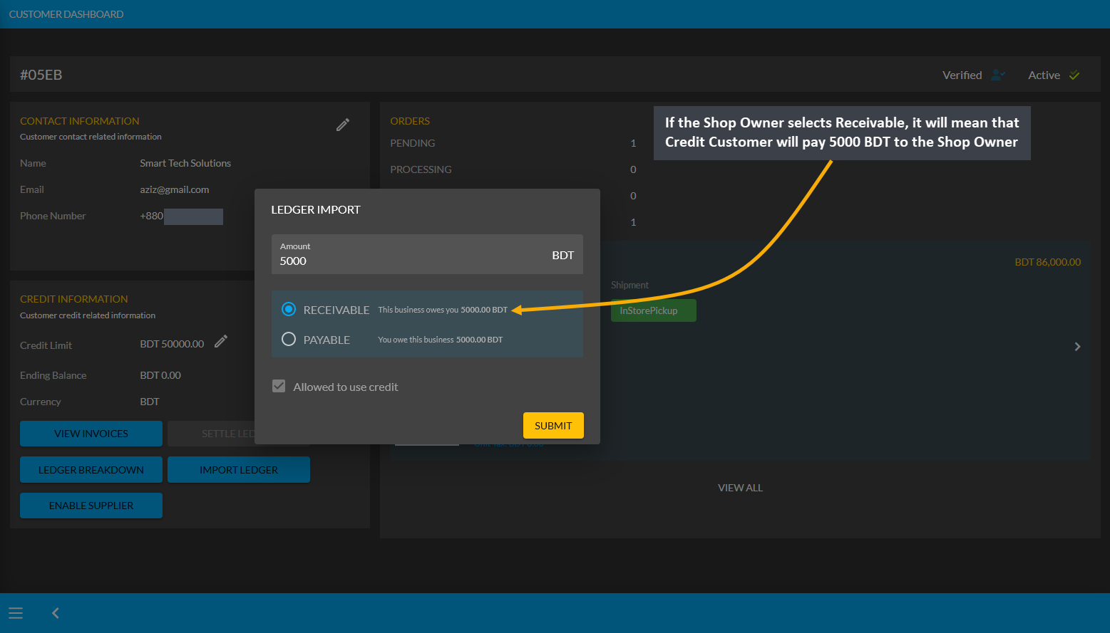 select import ledger receivable