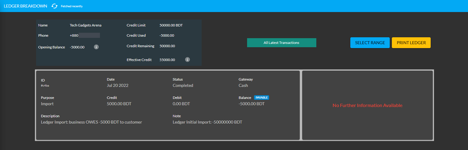 ledger breakdown import ledger