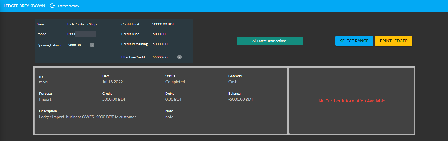 ledger breakdown import ledger