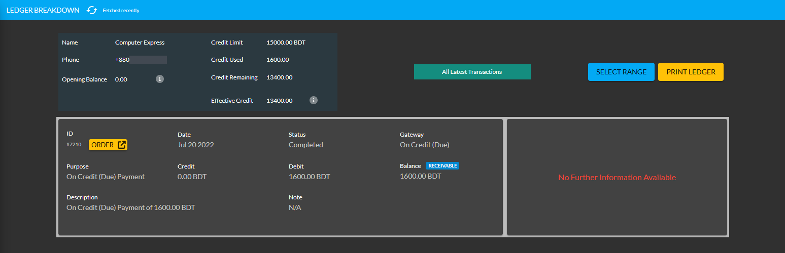 ledger breakdown import ledger