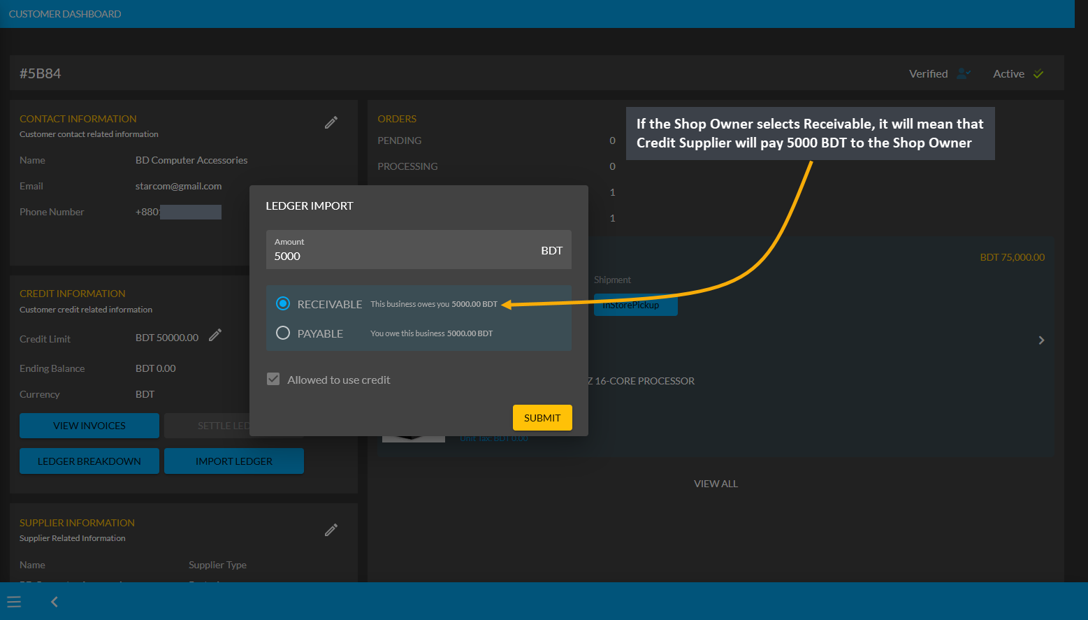 select import ledger receivable