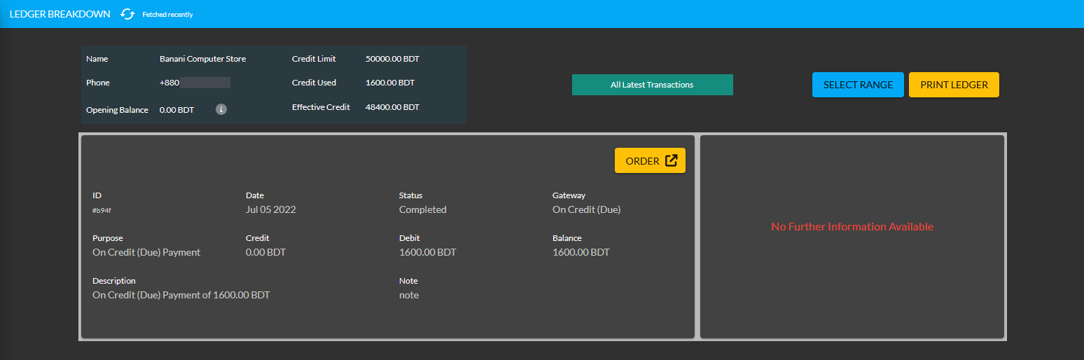 ledger breakdown import ledger