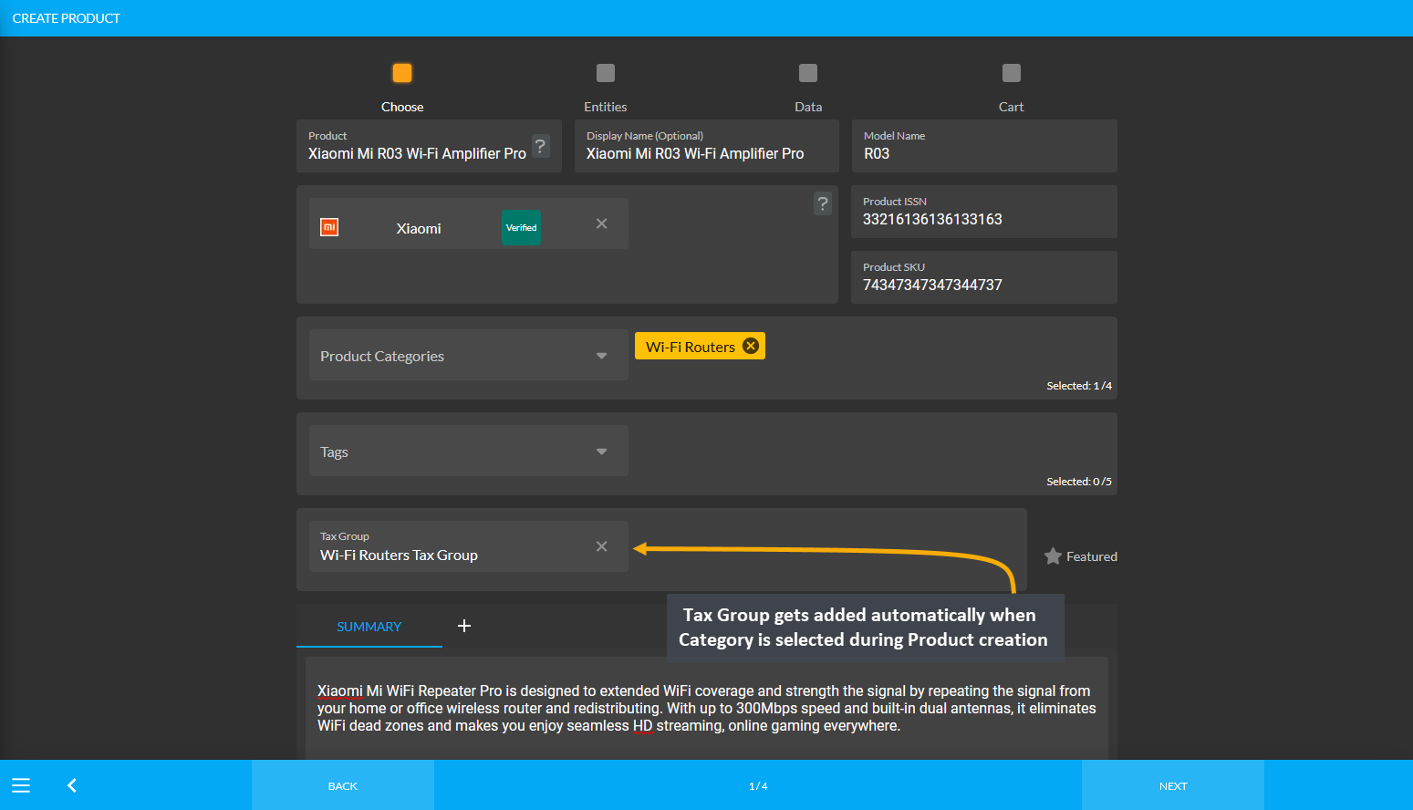 add tax group for product,  Tax Group gets added automatically when Category is selected during Product creation.