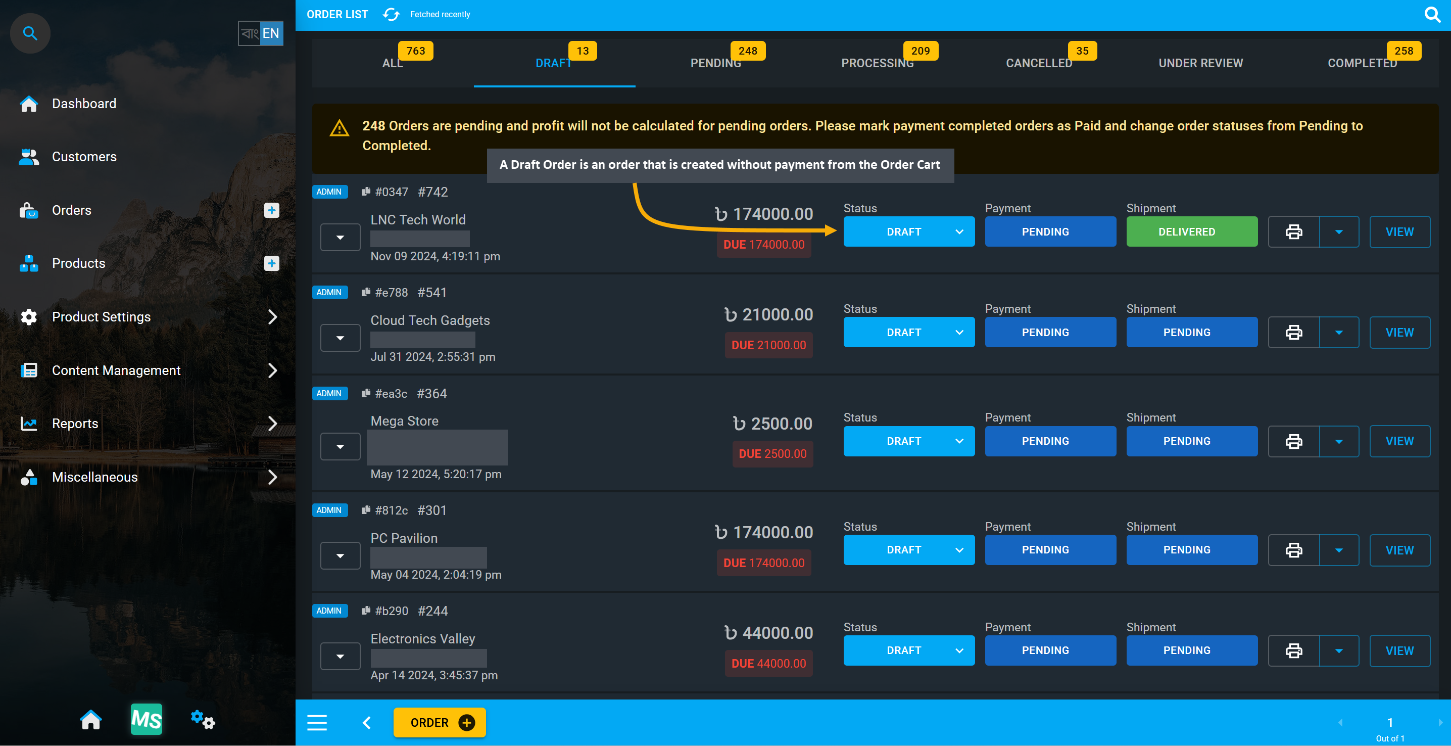 order status draft, A Draft Order is an order that is created without payment from the Order Cart.