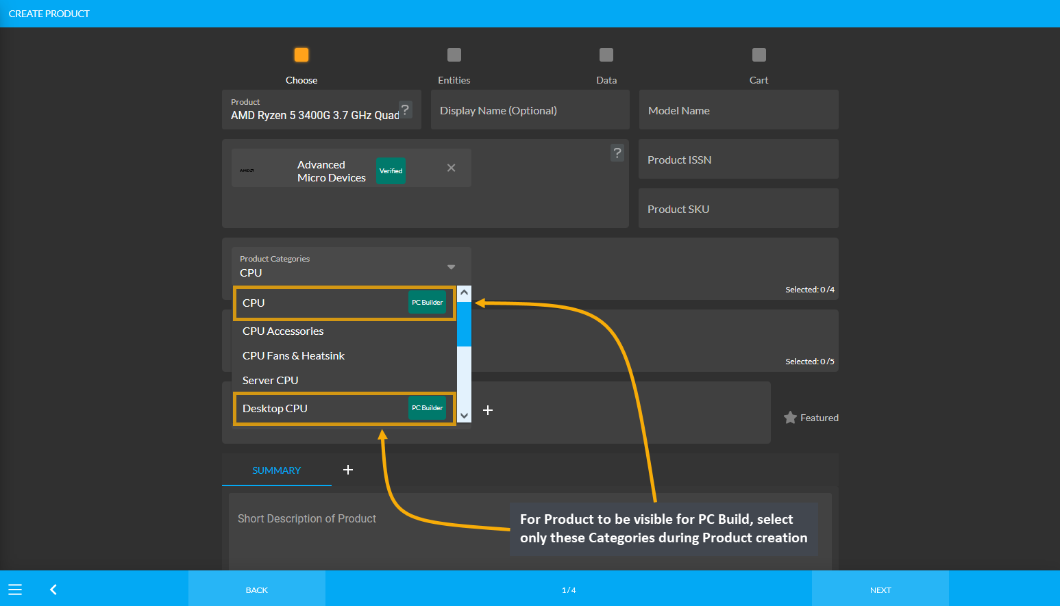 select CPU for product