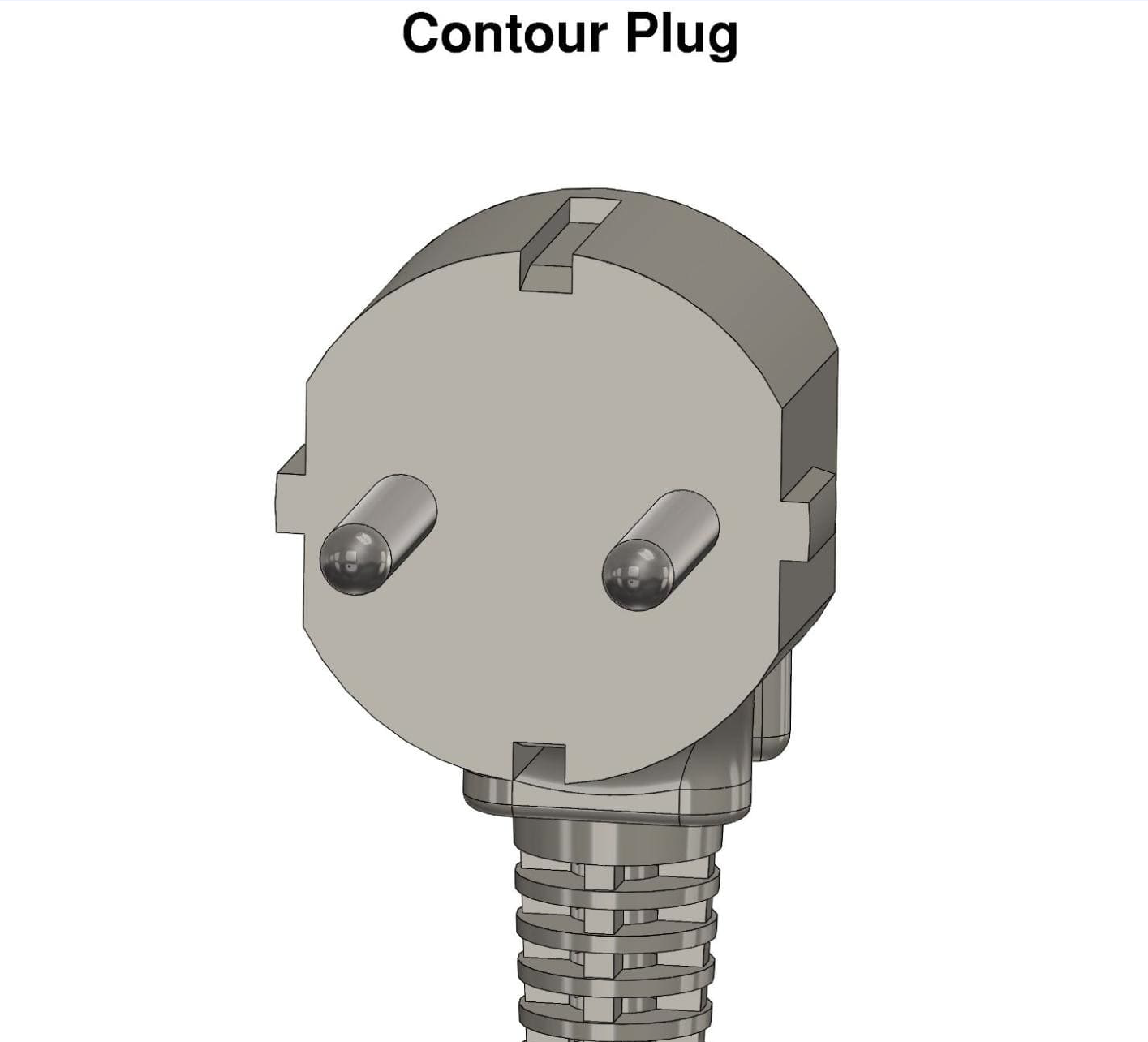 type-c contourplugs, This ungrounded contour plug with two round prongs is the 10 or 16 ampere version of type-c plug.