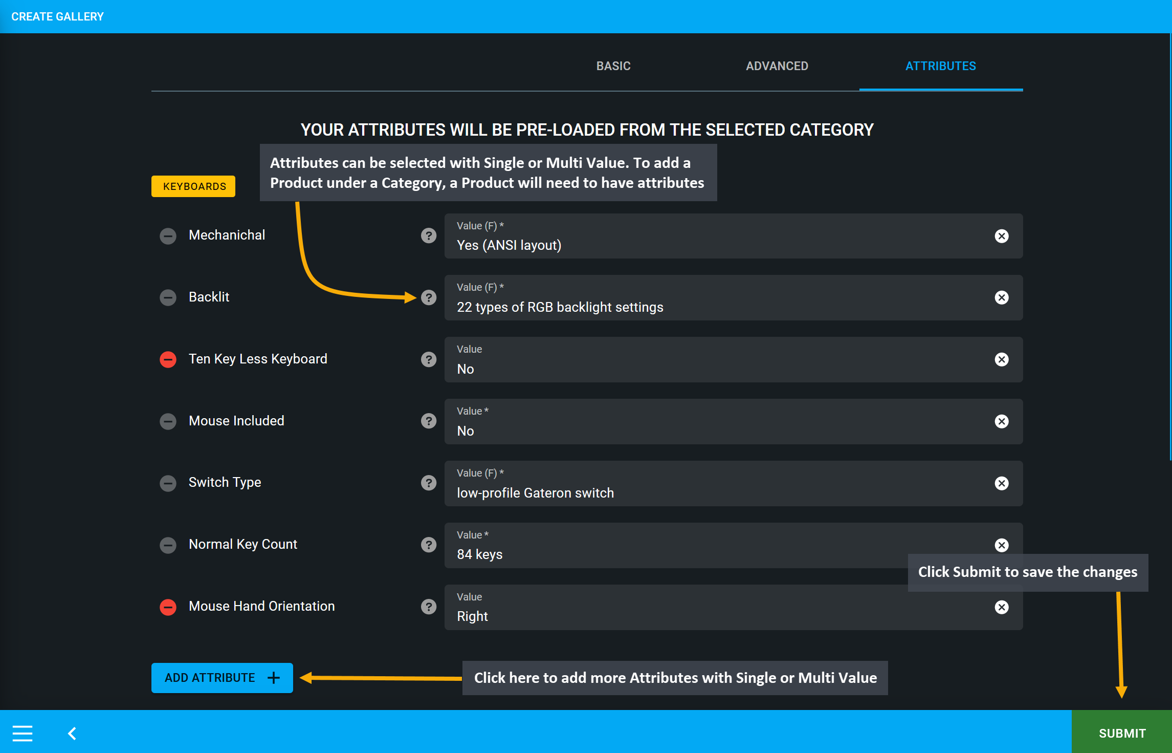 modify product entities, Add Product Images or YouTube Videos to Gallery from here, Choose Product status as applicable, Paste external links here to embed.