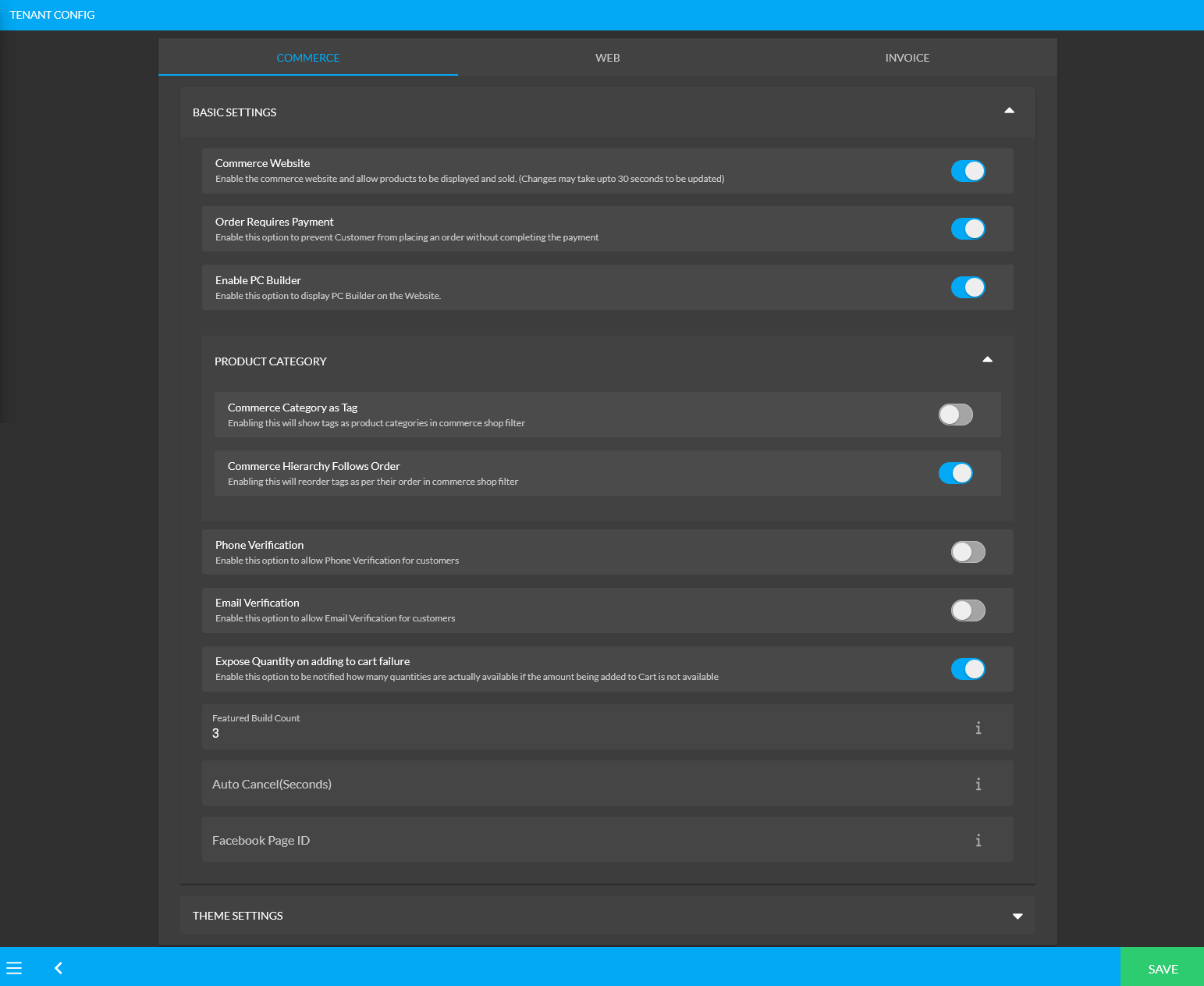 settings basic page